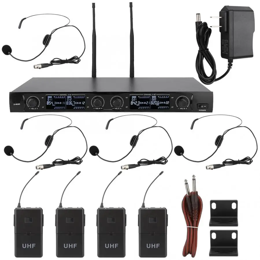 Конденсаторный микрофон Профессиональный 4 канала в комплекте UHF 700 790 МГц) с 2 шт