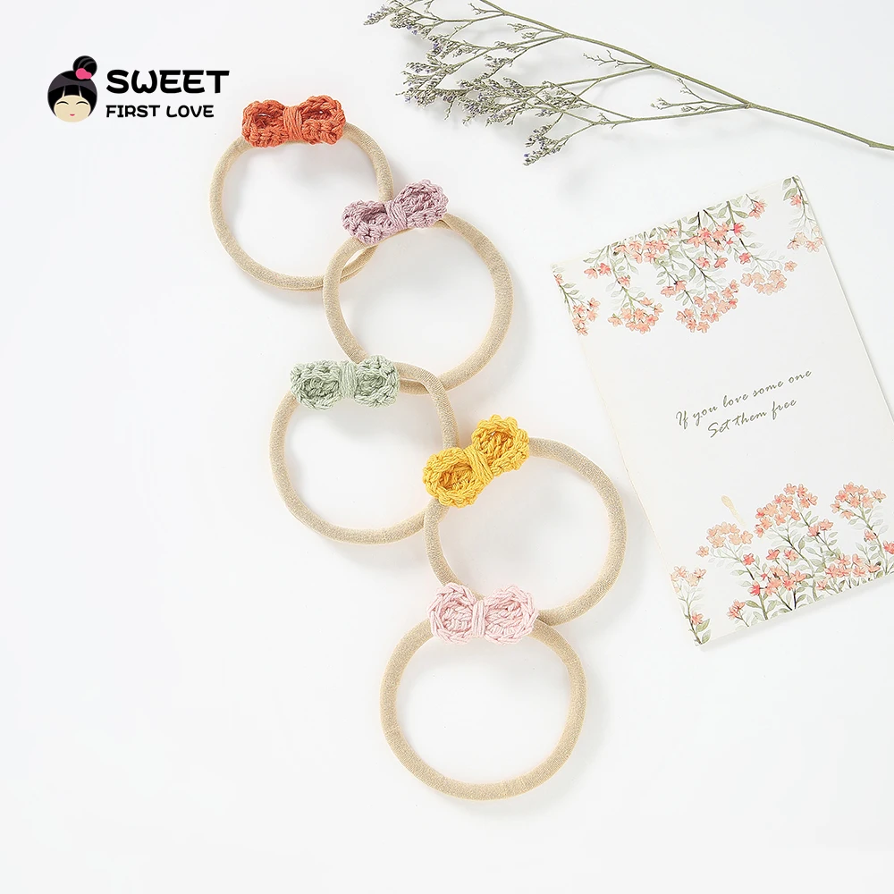 Повязка на голову с цветочным принтом для маленьких девочек Вязаная Детская