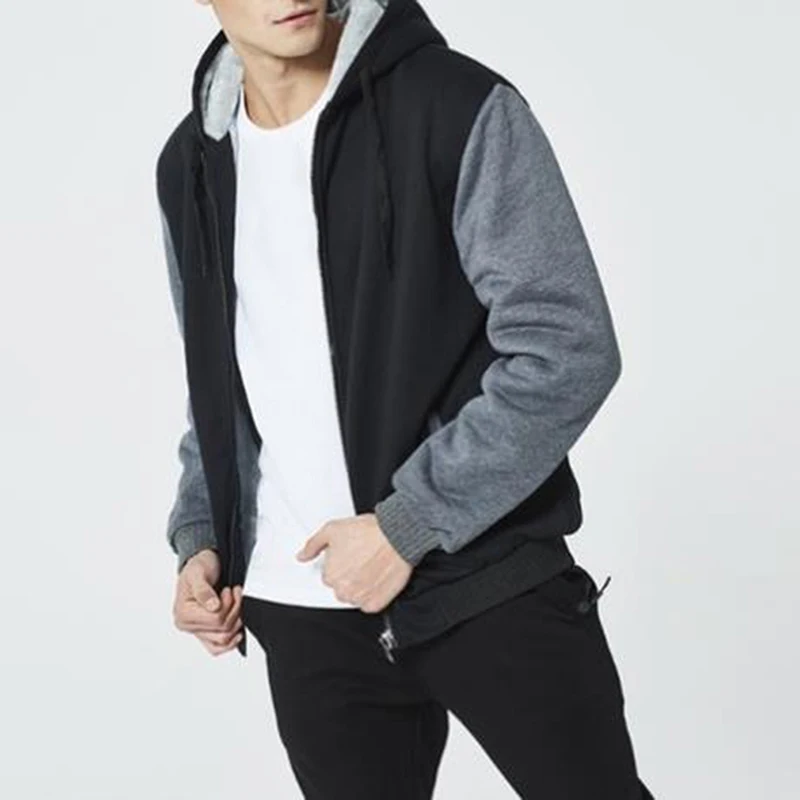 

Sports Plus Velvet Padded Men's Jacket New Mens Fashion Patchwork Tops Men's Baseball Uniform Autumn Winter Male Clothes