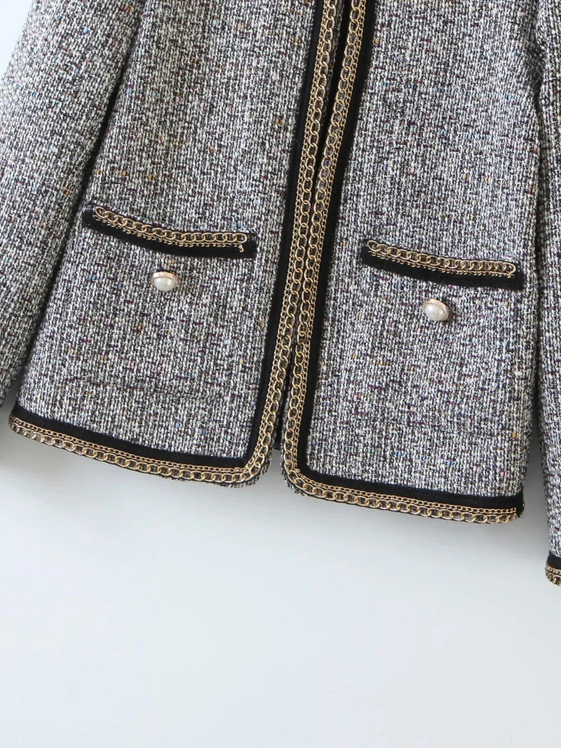 

New vintage women elegant patchwork jackets Pop autumn New ladies knitted coats casual female chic coats girls outfits