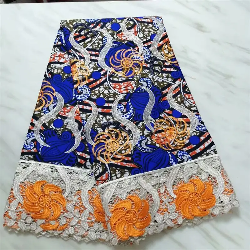 Хлопковая полиэфирная кружевная африканская Вощеная Ткань 6 ярдов/шт. ткань с