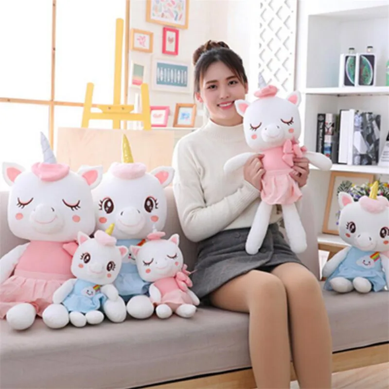 Милое выражение Единорог Мягкие плюшевые детские игрушки спящие мягкие куклы