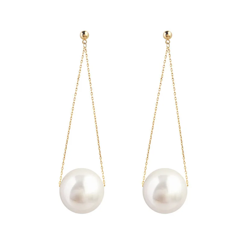 

Big Pearl Earring Long Earpiece Pendant Temperament Joker Ear Nail Ear Ornaments Korean Earrings Earrings for Women 2021