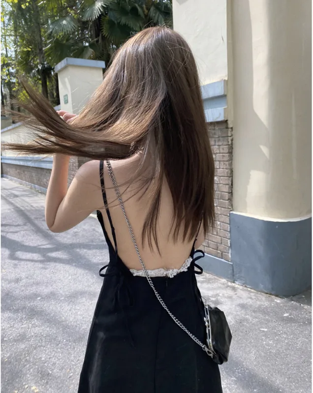 

2020 The New Summer Women Backless Dress Short Sleeve Vintage Fashion Elegant Casual Ladies Party Korean Sexy Black Maxi Clothes