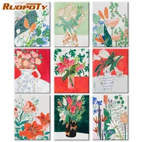 ruopoty framed diy painting by numbers plant paint kits pictures digital painting landscape drawing by numbers kits on canvas gi