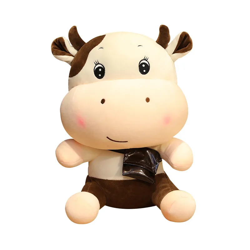 

candice guo cute plush toy lovely cartoon animal smiling cattle crossbody bag cow soft stuffed cushion birthday Christmas gift