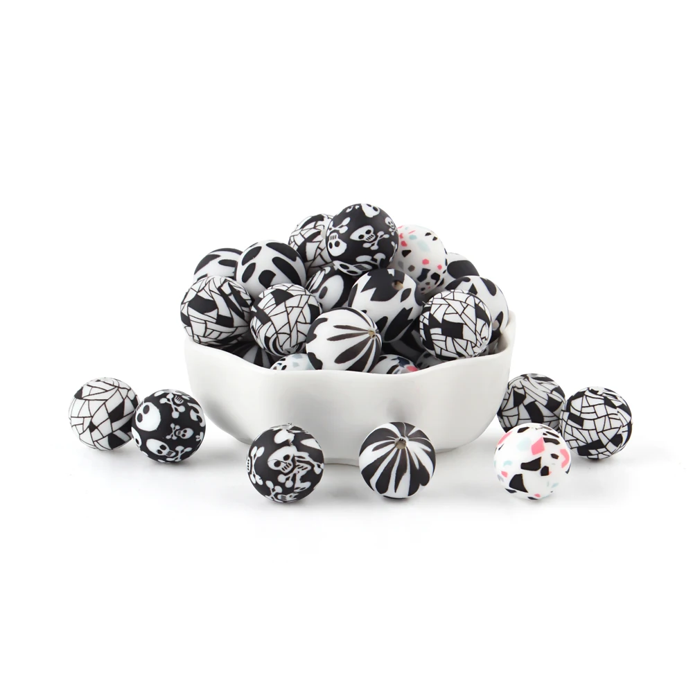 Силиконовые бусины для прорезывания зубов Леопардовый терраццо Далматинец