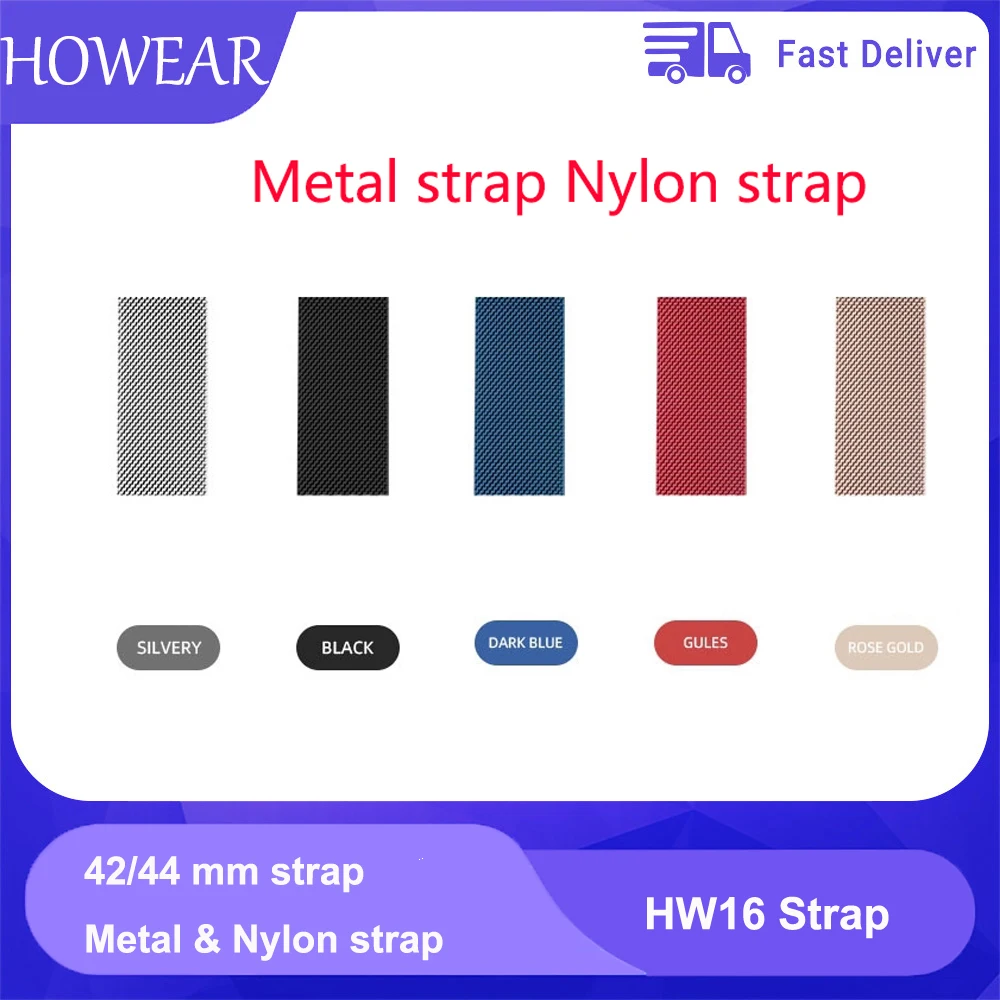 

Original HW16 Strap 42/44 mm Silicone Wrist Strap Smart Watch Accessories Wristband black red pink silver blue