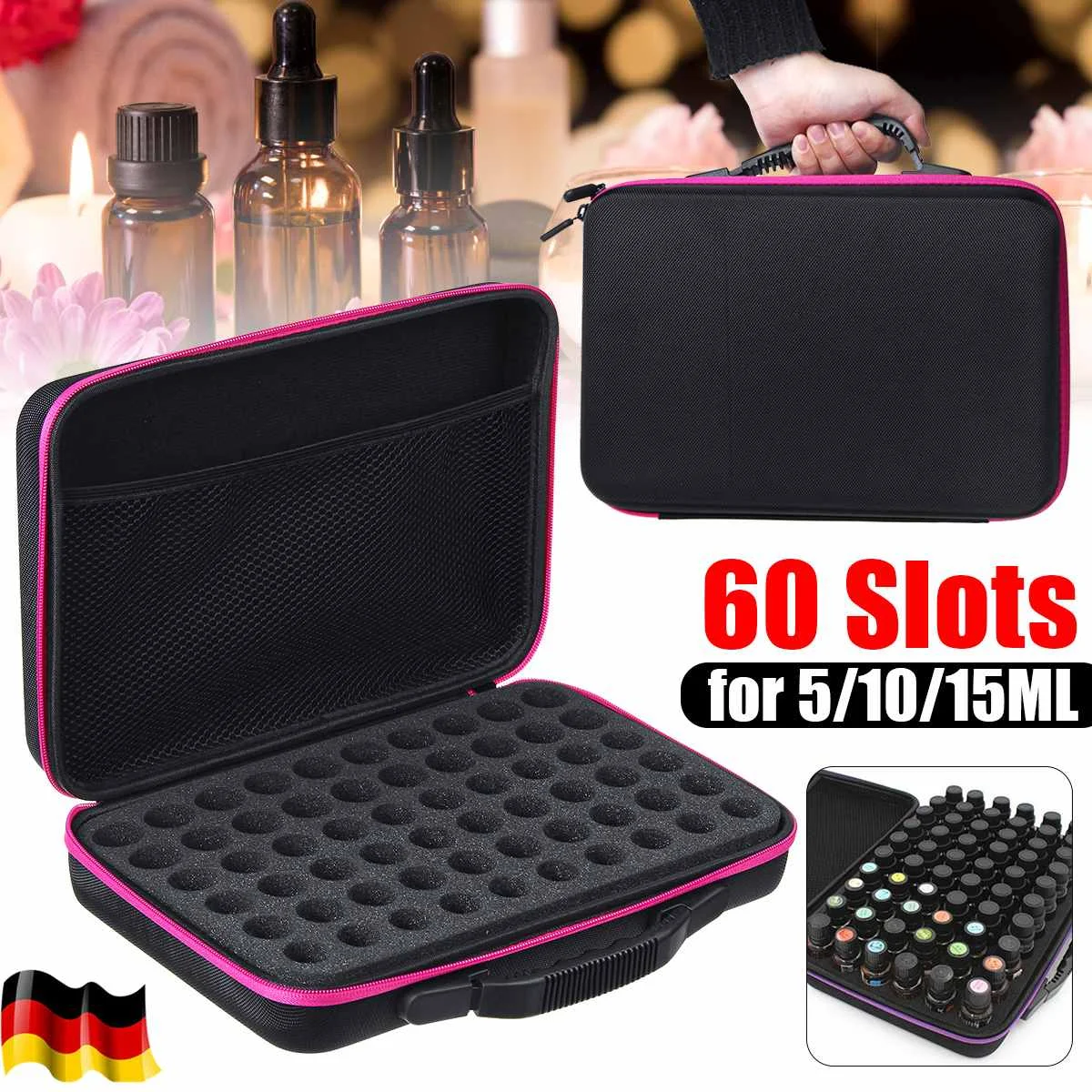 

10 мл/15 мл 60 бутылок чехол для эфирного масла сумки для сбора эфирного масла дорожный Портативный чехол для переноски сумка для хранения лака...