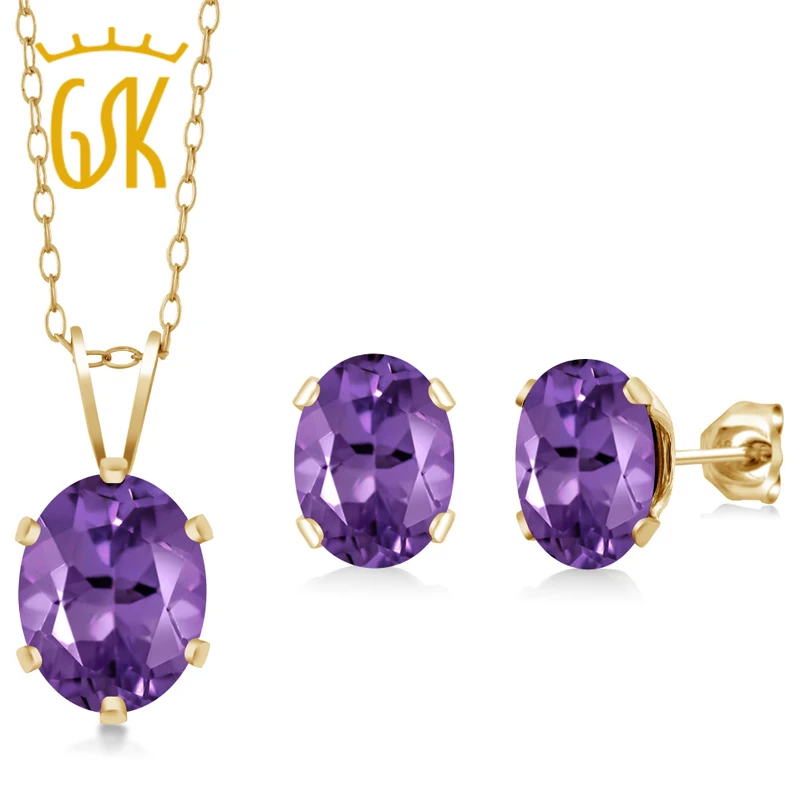 GemStoneKing Позолоченные 925 серебряные серьги с подвеской набор 2 60 карат Овальный