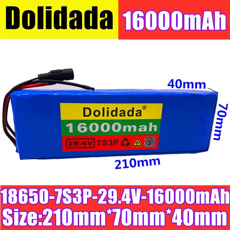 

18650 24V Battery 7S3P 29.4V 16Ah Li-ion Battery Pack with 20A Balanced BMS for Electric Bicycle Scooter Power Wheelchair