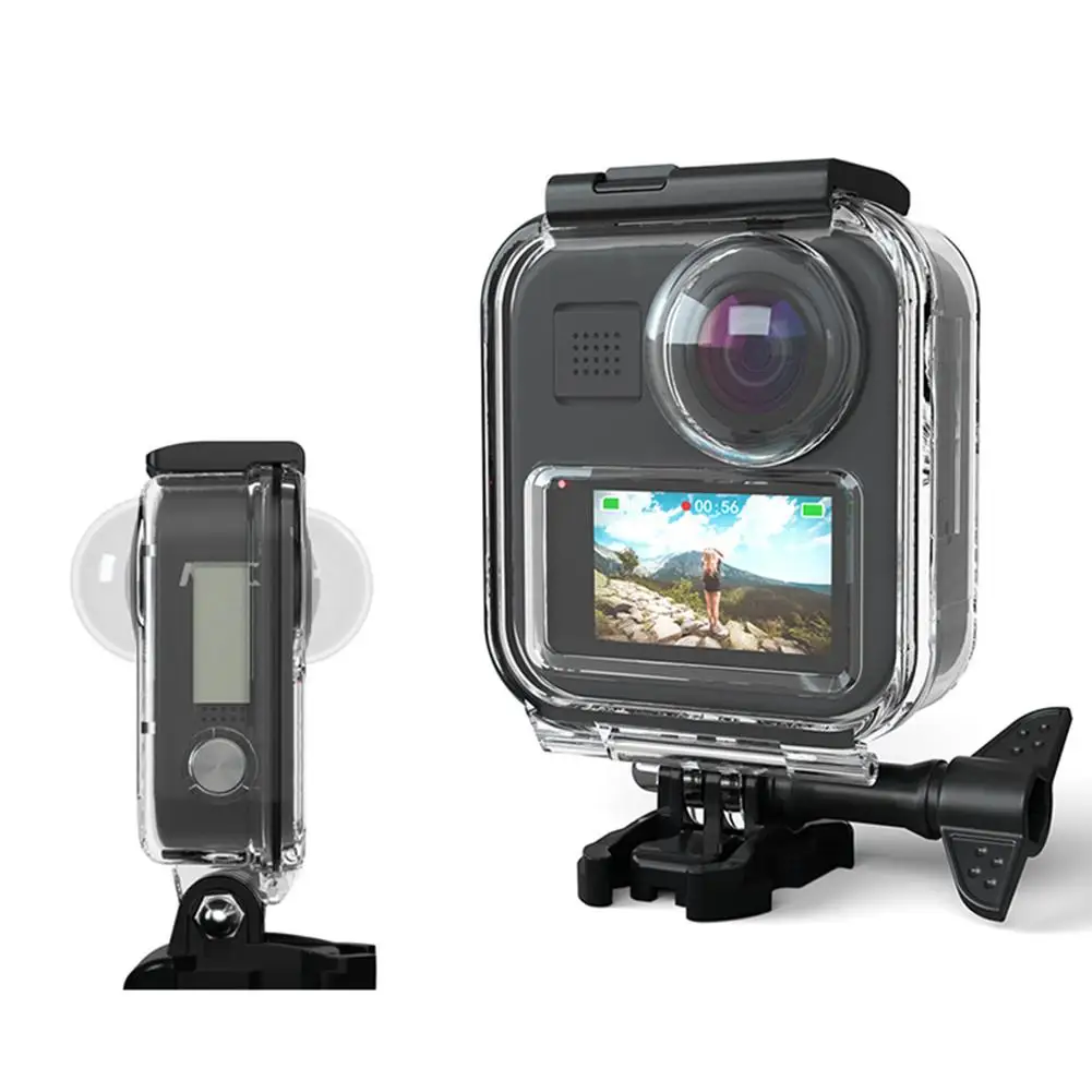 Скидка Подводный водонепроницаемый чехол для панорамной экшн-камеры GoPro MAX, прозрачный защитный чехол для дайвинга, аксессуары для крепления корпу...