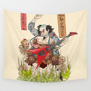 Japanese Ukiyo-e Samurai Pop Band Tattoo Cloth Flag Four-Hole Hanging paintings Wall Stickers Cafe Hotel Music Studio Decoration