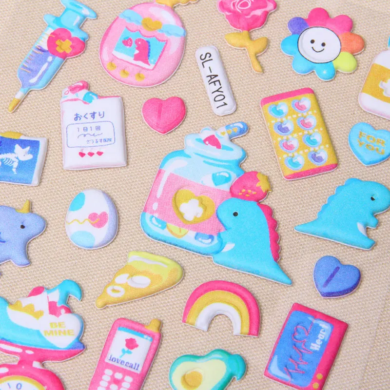 Pegatinas 3D de dulces y dulces para ni&ntilde;os y ni&ntilde;as, pegatinas de juguete hinchadas para &aacute;lbum de recortes, pegatinas para diario, Kawaii, regalo-2