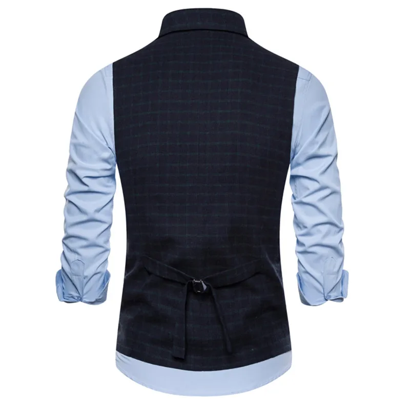 

New Arrival Men Vest Spring Autumn Fashion Black Navy Slim Fit Suit Vest Brand Prom Wedding Waistcoat For Men Men Clothes