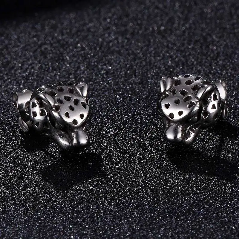 Женские серьги-гвоздики с головой леопарда из нержавеющей стали | Украшения и