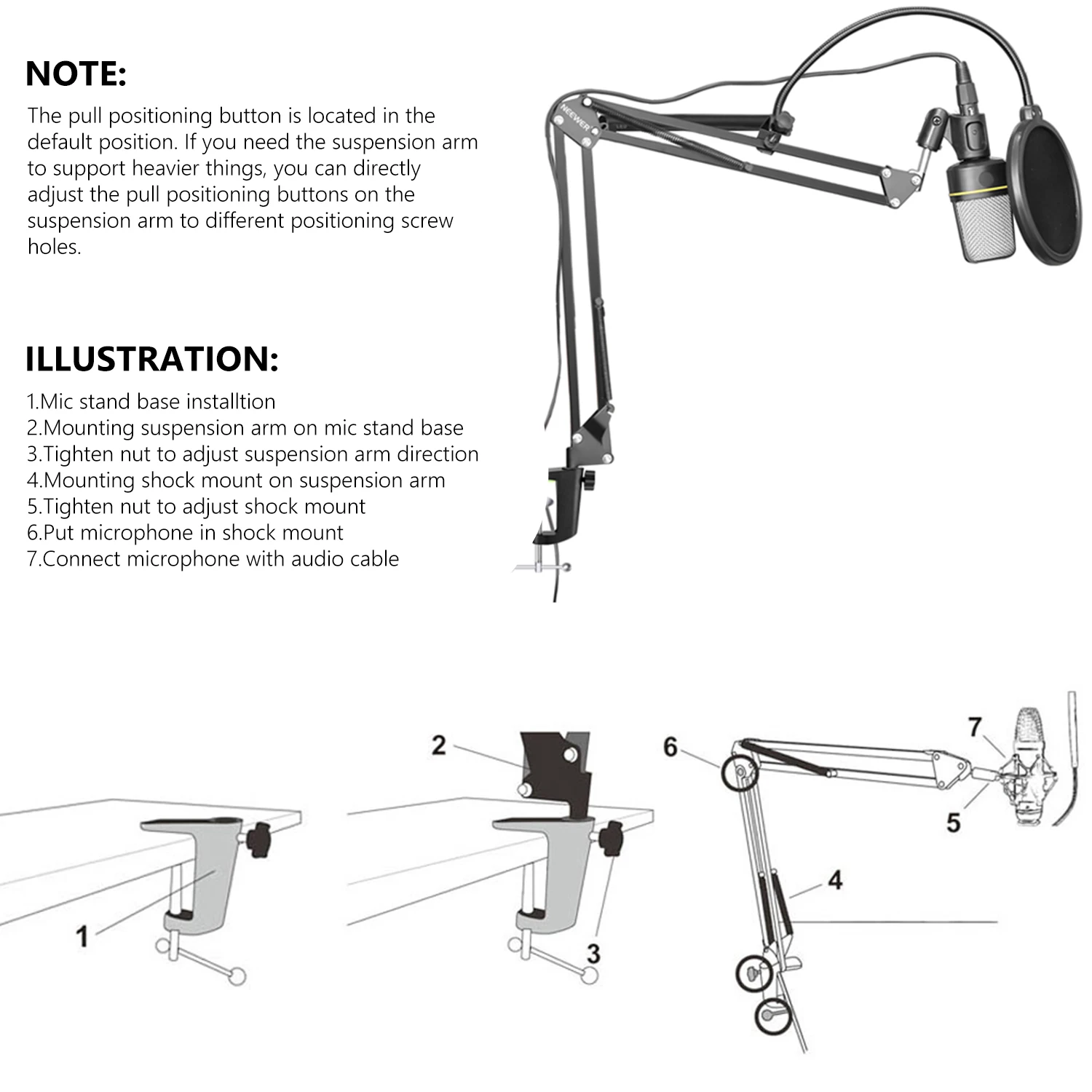 Регулируемая подставка для микрофона Neewer ножничная радиовещания ТВ станций Blue