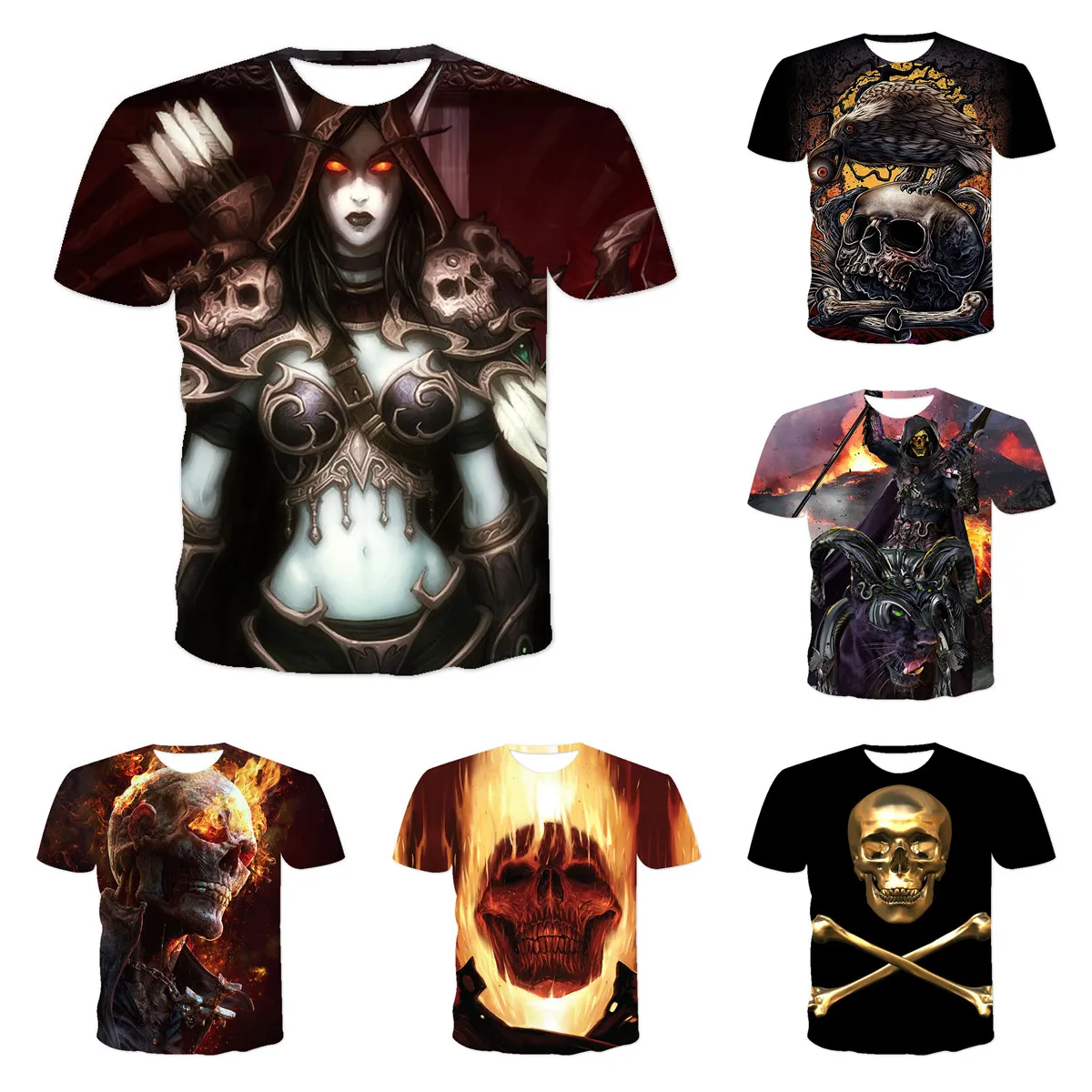 

Summer Top Oversized T Shirt Men Tshirt T-shirt Streetwear 3D Skulls O-Neck Short Polyester Mens Clothing Camisa Alien XXS-6XL