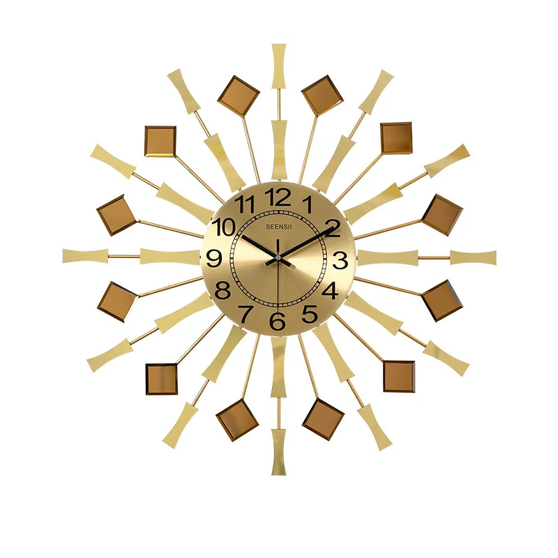 

Luxury Large Wall Clock Metal Living Room Decoration Modern Creative Wall Watches Home Decor Gold Quartz Mute Kitchen Clock