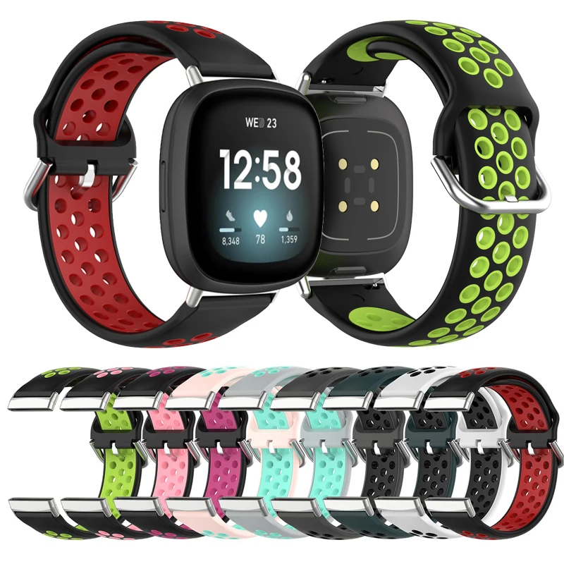 Двухцветный мягкий силиконовый сменный ремешок для смарт часов fitbit Versa 3/Sense