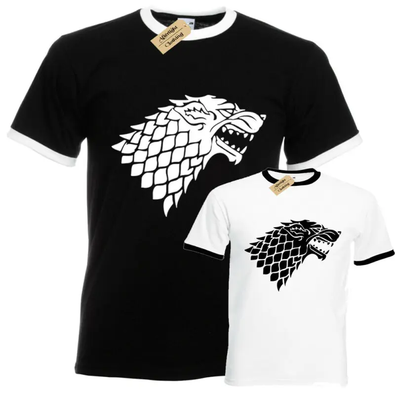 Direwolf Мужская Рингер футболка s 3xl престолов Снег часы игра|Мужские футболки| |