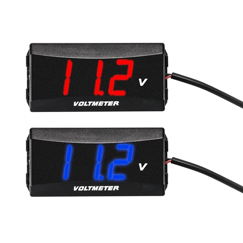 

2Pcs Motorcycle Mini LED Display Digital Voltmeter Meter Voltage Tester Reverse Connection Protection 12V-80V