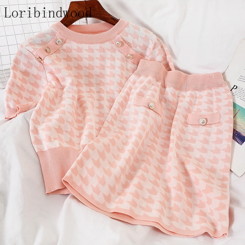 Женский трикотажный костюм из 2 предметов элегантный вязаный свитер с коротким