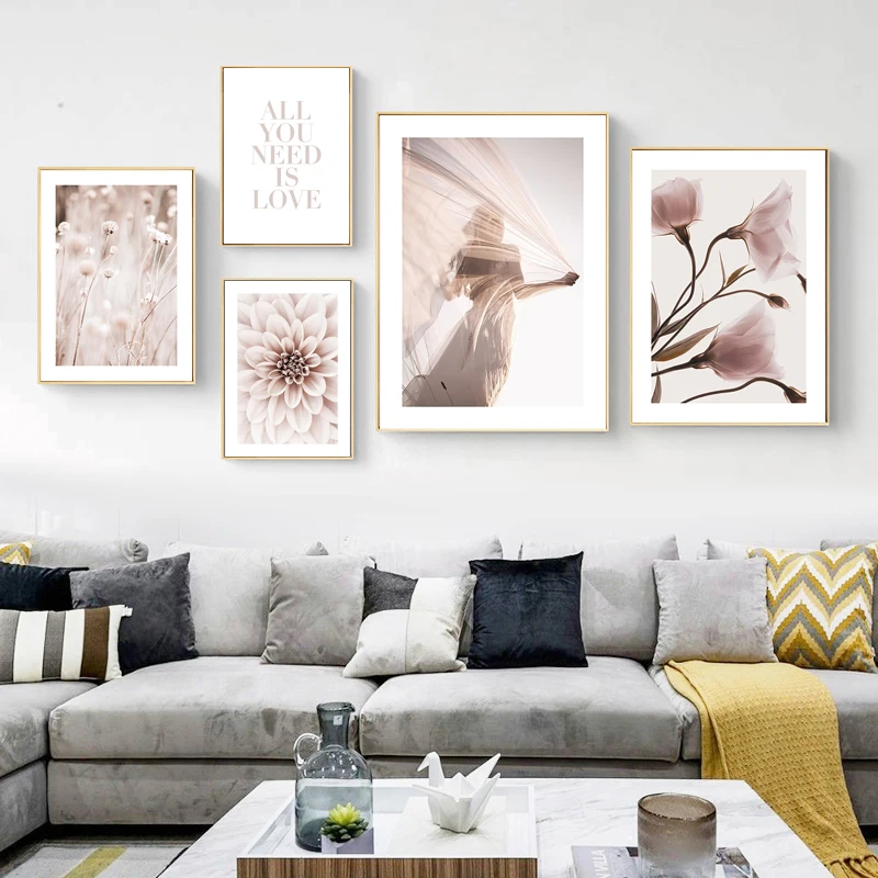 

Scandinavian Fashion Poster Beautiful Flower Landscape Nordic Wall Art Canvas Print Painting Modern Living Room Decor Picture