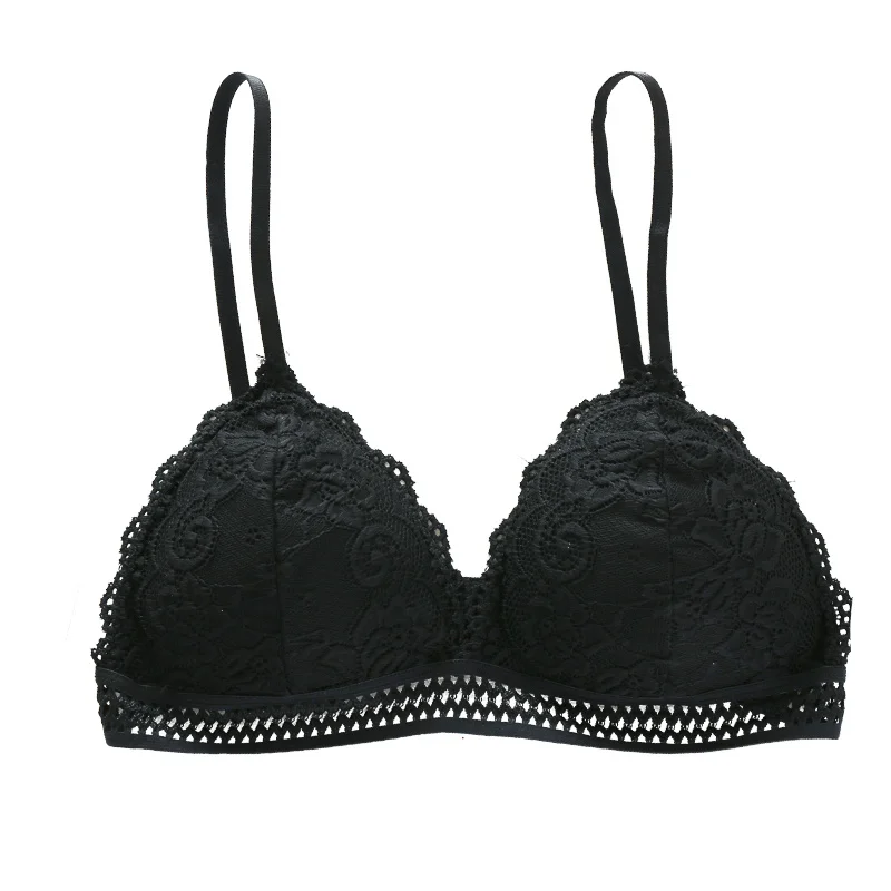 Women Sexy Deep V Lace Underwear Female Thin Section Bra Solid Embroidery Hollow Tube Top | Женская одежда