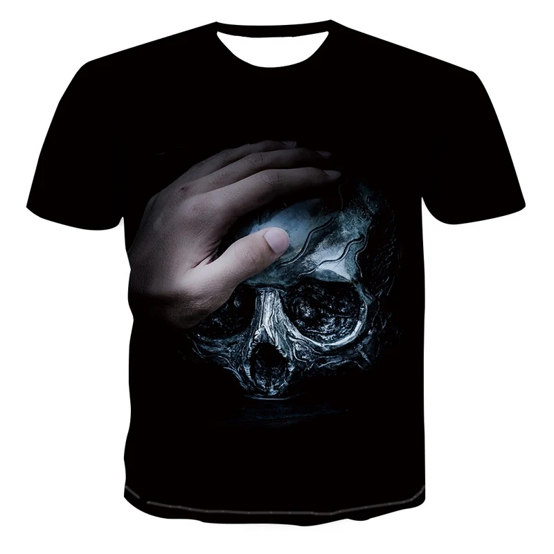 

Short-sleeved T-shirt 2021 Hot 3d Printed Personality Skull Red Pattern Costume Magical Graphic Funny Men's Summer T-shirts