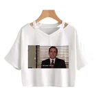 Футболка Майкла Скотта, футболка с надписью I Am Dead Inside, показ офис, ТВ, модные кроп-топы, Забавный Топ в стиле Харадзюку С V-образным вырезом, короткая футболка Tumblr