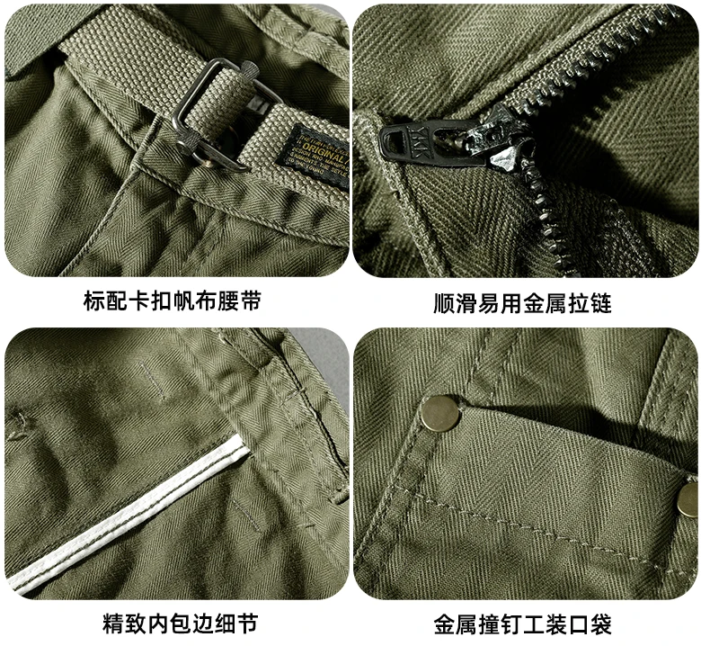 Шорты-карго мужские летние модные брюки-карго из чистого хлопка в стиле ретро