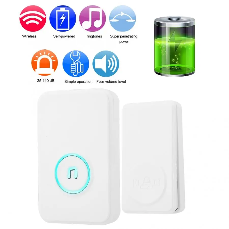 Самогенерирующий беспроводной дверной звонок 25 мелодий звонка комплект датчик
