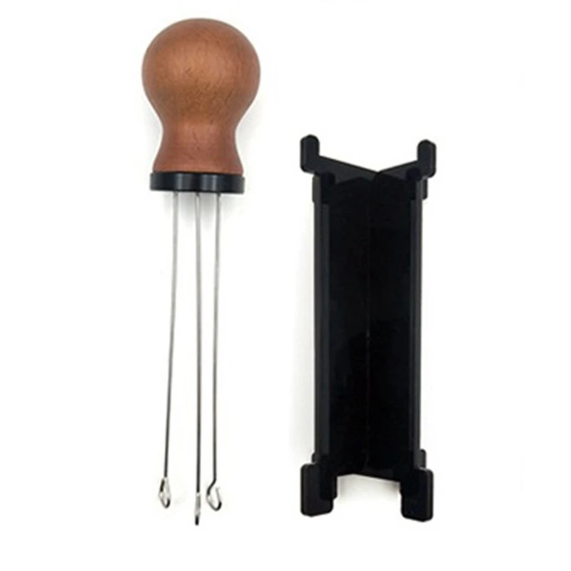 

Coffee Tamper Distributor Leveler Tool,Needle Type Solid Wood Handle Needle Coffee Tamper,Coffee Powder Distributor