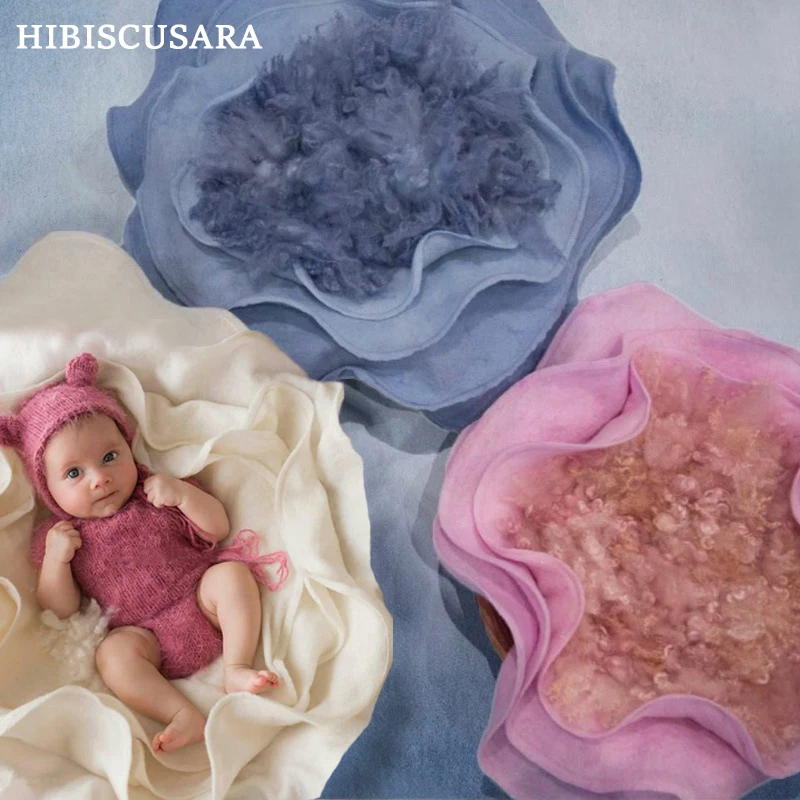 Newborn Baby Photography Props Accessories Backdrop Flower Cashmere Rose Flower Blanket Photo Background Basket Posing