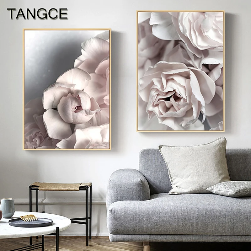 

Abstract Peony Picture Scandinavian Poster Print Canvas Painting Nordic Flower Wall Art Living Room Decor Tropical Wall Art