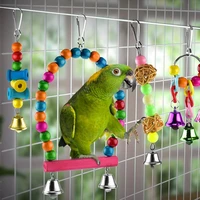 6 pcs bird parrot toys bird swing toy colorful chewing hanging hammock swing bell pet climbing ladders toys bird toys