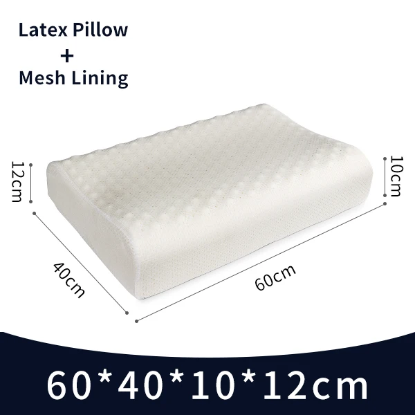 Pillow and Mesh Фиолетовый Латекс 60x40 Таиланд чистый натуральный латекс Высокая подушка для коррекции шеи Защита позвонков ортопедические массажный эффект пятна контур подушка - Цвет: Pillow and Mesh