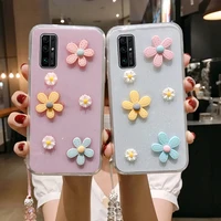 honor 30 3d bloemen glitter phone case for huawei honor 30 transparante bling soft tpu back cover