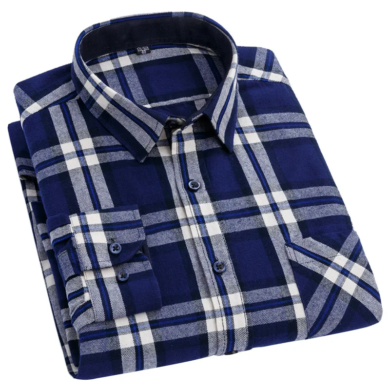 Европейская и американская хлопковая рубашка в клетку мужская повседневная