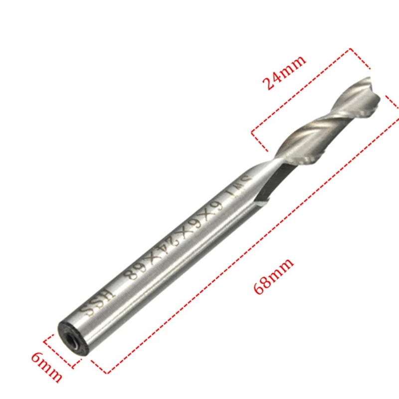 6mm 2 Flute HSS &amp Aluminium End Mill Cutter CNC Bit Extended Incisive Strong And Durable Hot Sale 6x6x24x68mm Milling | Инструменты