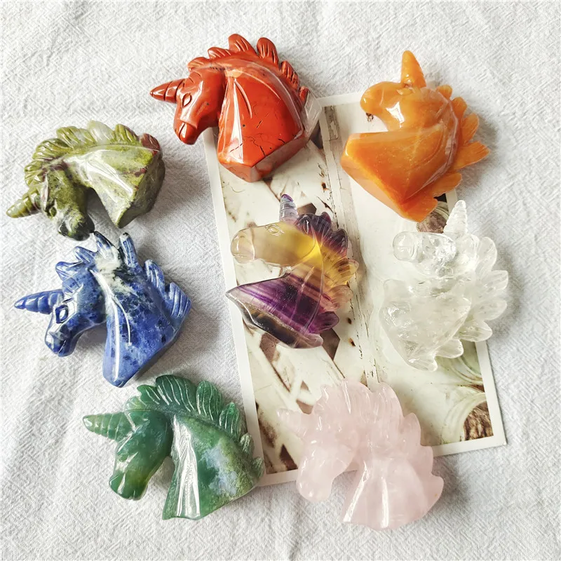 

Natural Crystal Crafts Spiritual Healing Stone Mix Color Unicorn For Home Decoration