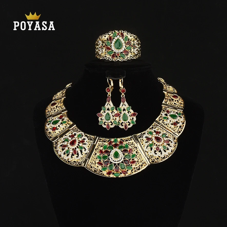 Роскошный свадебный комплект ювелирных изделий красочное ожерелье с