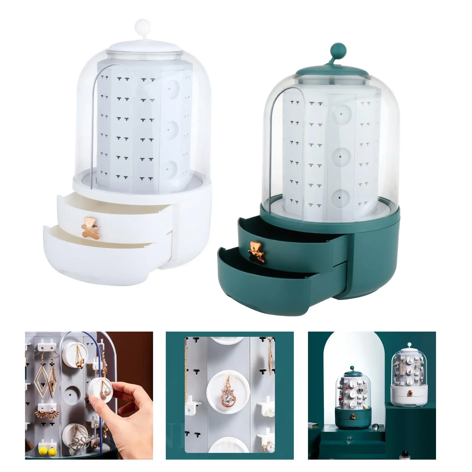 

Rotatable Necklace Jewelry Earrings Stand Storage Organizer Drawer Box