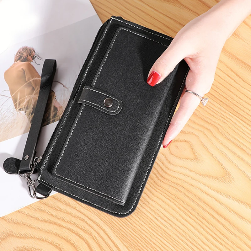 

Women's Zipper Purse Wallet Multifunctional Simple Style Thin PU Handbag 11 Card Slots for Banknote Bills New