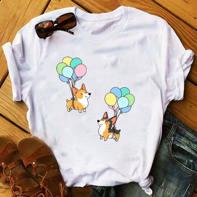

Fashion new bulldog print ladies comfortable and cute short-sleeved casual T-shirt high-quality summer round neck T-shirt