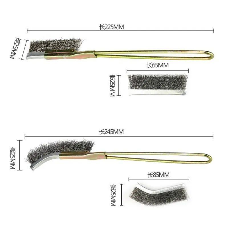

225- 245mm Mini Wire Brush Steel Brass Nylon Polishing Brush for Industry Detail Metal Rust Removal Household Cleaning Hand Tool