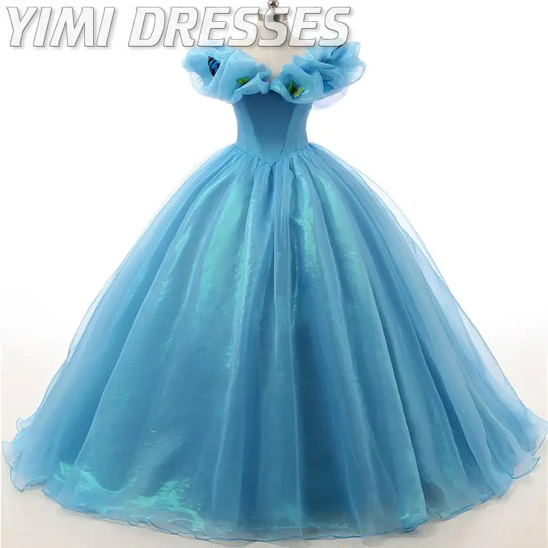 

Sky Blue Off Shoulder Ball Gown Cheap Quinceanera Dresses Plus Size Gala Gowns Lace Up Backless Prom Party Puffy Sweet 16 Dress