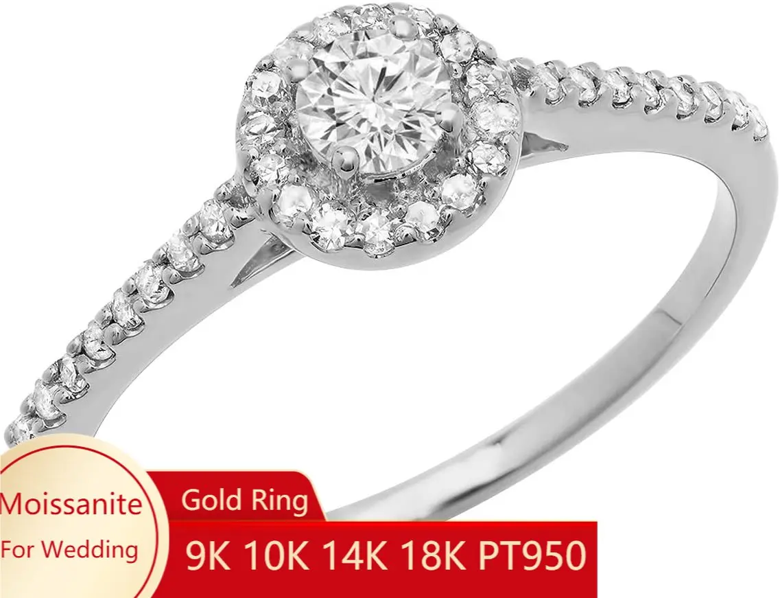 Фото Женское Обручальное Кольцо Moissanite 0 50 карат (Ctw) 18K бриллиантовое обручальное