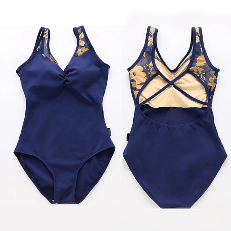 Кружевное эластичное балетное трико без рукавов боди для женщин гимнастическое